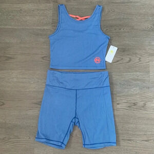 Nautica Competition Ribbed Crop Top + Biker Short Set - Size‎ M - Blue - NWT